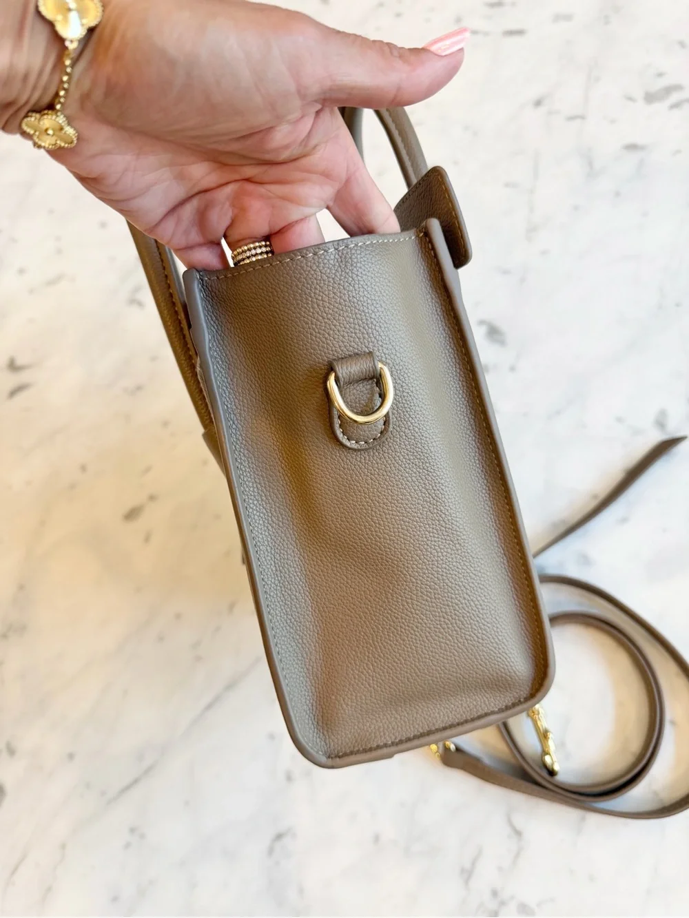 Preowned Taupe Nano Bag with shoulder strap